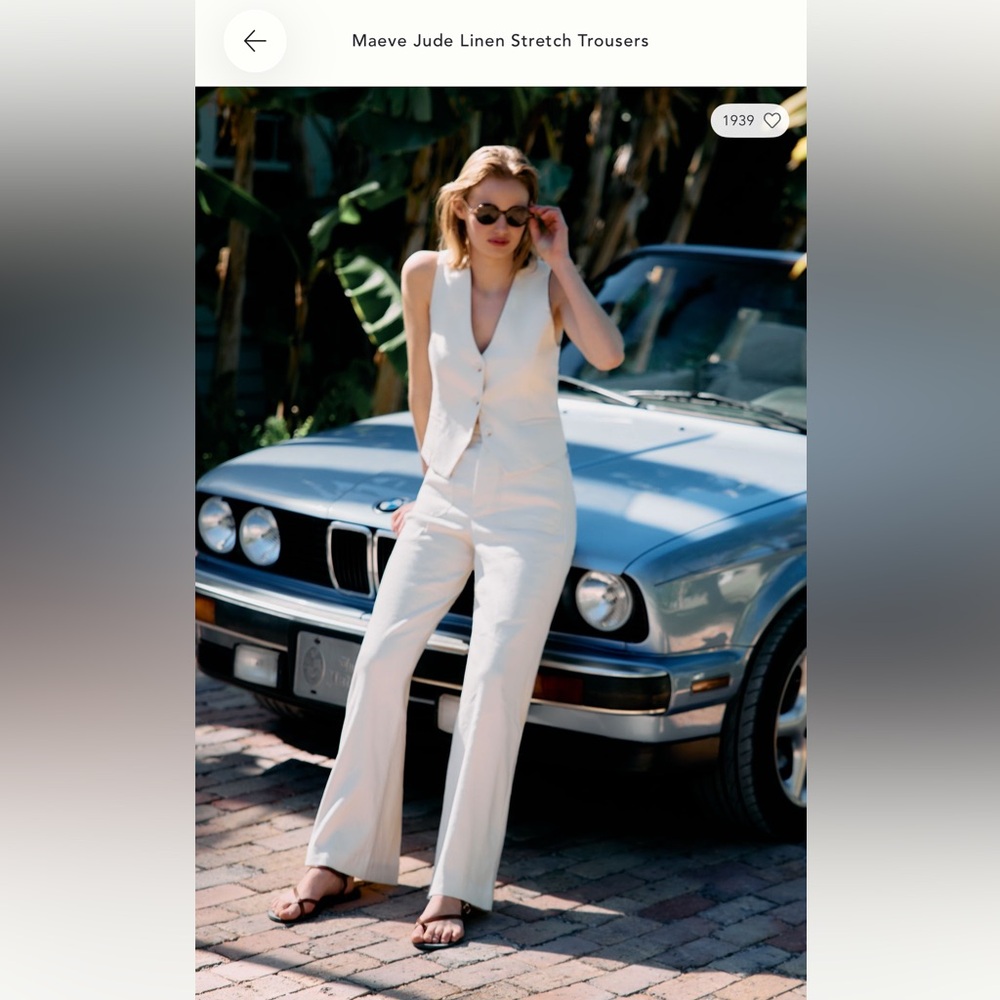 Maeve Linen stretch vest and trousers pantset